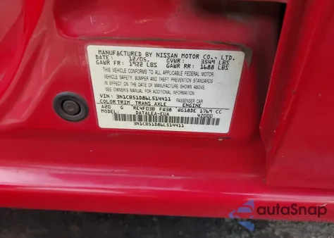 2006 Nissan Sentra 1.8S z USA, uszkodzony, nr VIN 3N1CB51D86L514411